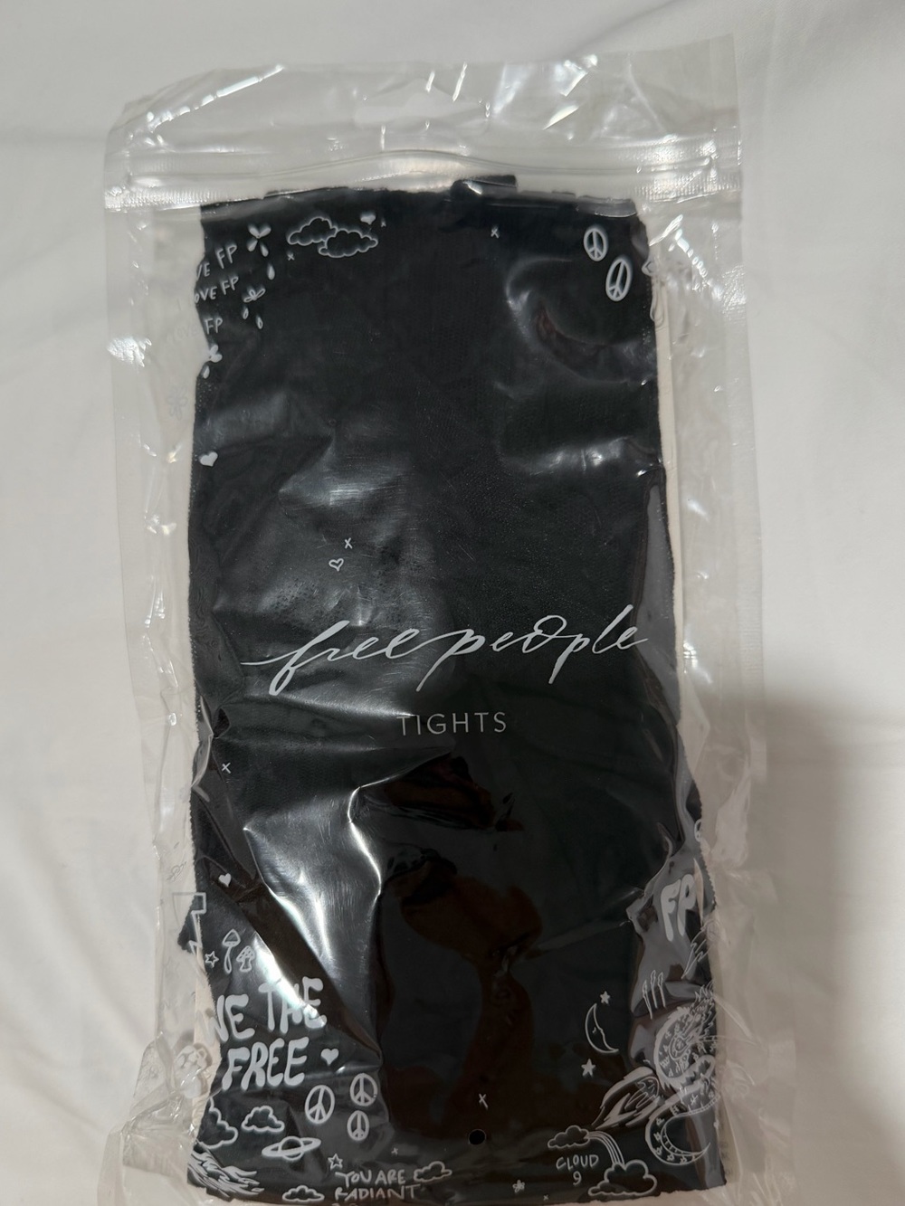 Free People Black Sheer Bow Tights One Size NEW